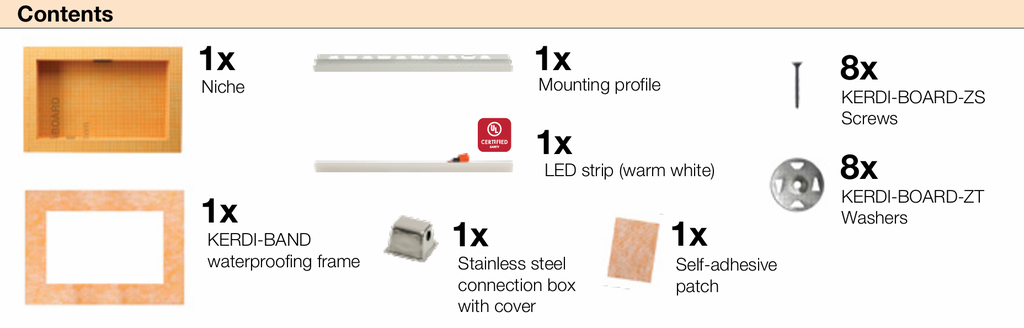 Niche with LIPROTEC LED lighting – horizontal installation