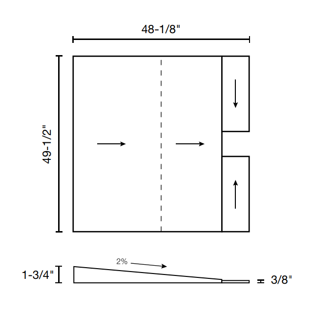 HD pre sloped Shower Tray Two Slopes