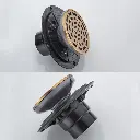 RANDOM Round Shower Drain SUS304 Stainless Steel Champagne Bronze Shower Drain 4 inch with Adjustable PVC Base Flange,Shower Floor Drain with Removable Cover Grid Grate 