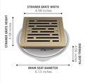 4 Inch Tile-in Champagne Bronze Shower Drain Fit for 2" PVC Pipe (Dia. 2-3/8 in) Removable SUS304 Stainless Steel Strainer Cover with Copper Layer, Champagne Gold DT062412-CZ Five Free Replacement