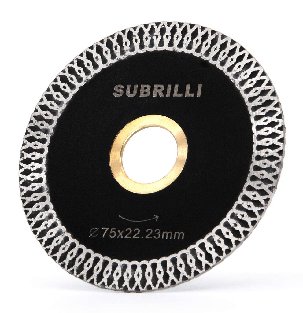 subrilli 3 Inch Diamond Saw Blade Turbo Segment Carving Cutting Disc for Stone Granite Tiles