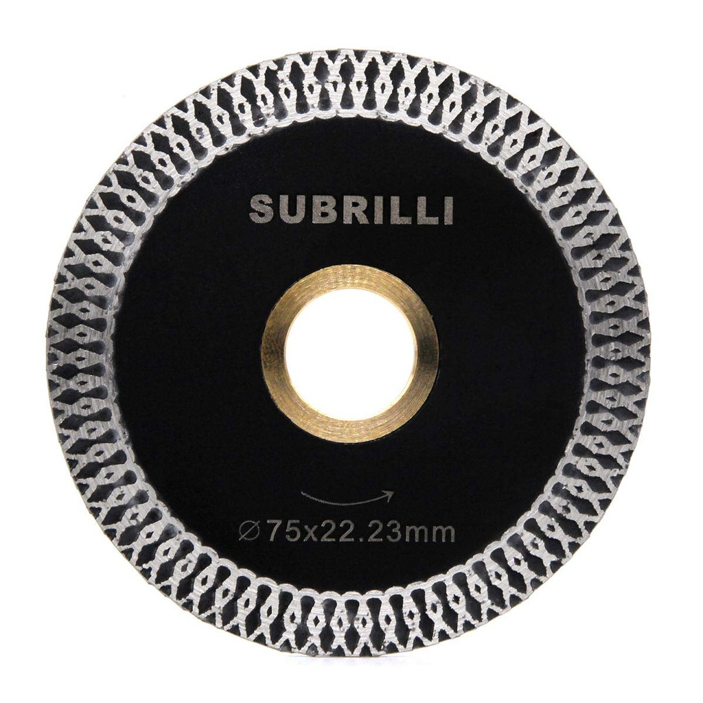 subrilli 3 Inch Diamond Saw Blade Turbo Segment Carving Cutting Disc for Stone Granite Tiles