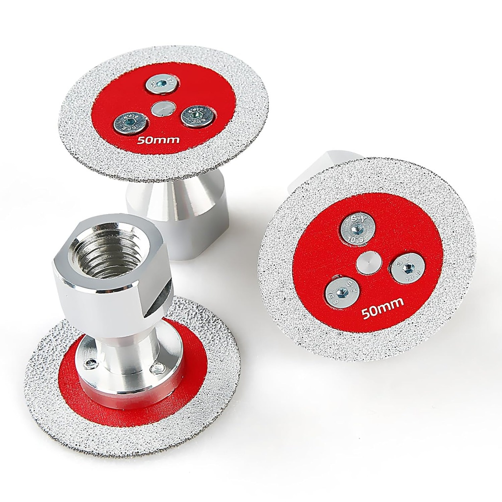 LOZLIN 3PCS 50mm Diamond Vacuum Brazed Engraving Saw Caving Blade Removable 5/8-11 Flange Mini Grinding Disc Concrete Ceramic Tile Metal Saw Blades (Red)
