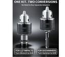 1/2" Keyed Drill Chuck Adapter Kit for Impact Wrench & SDS Plus | Includes SDS plus shank & 1/2" impact driver socket adapter. The perfect impact drill adapter for rotary hammer conversion.