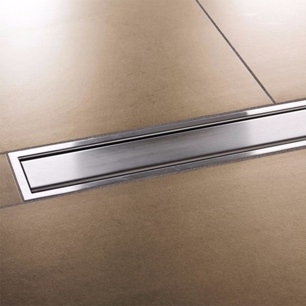 kerdi-Line-Grate Assembly- Brushed Stainless Steel- SOLID