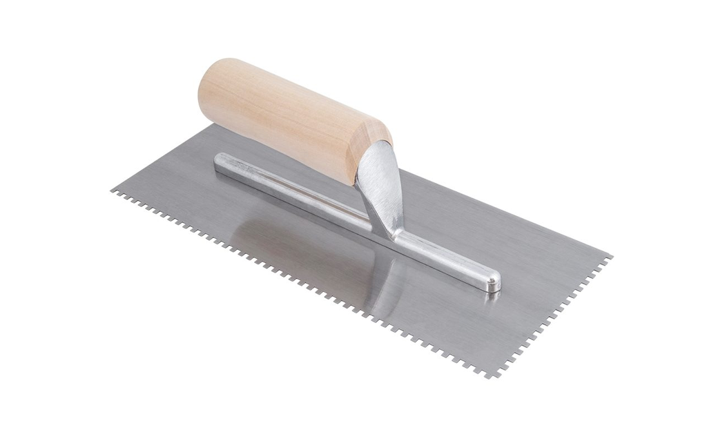 Wood Handle Trowel U-Notch 1/16" x 1/32" x 1/32