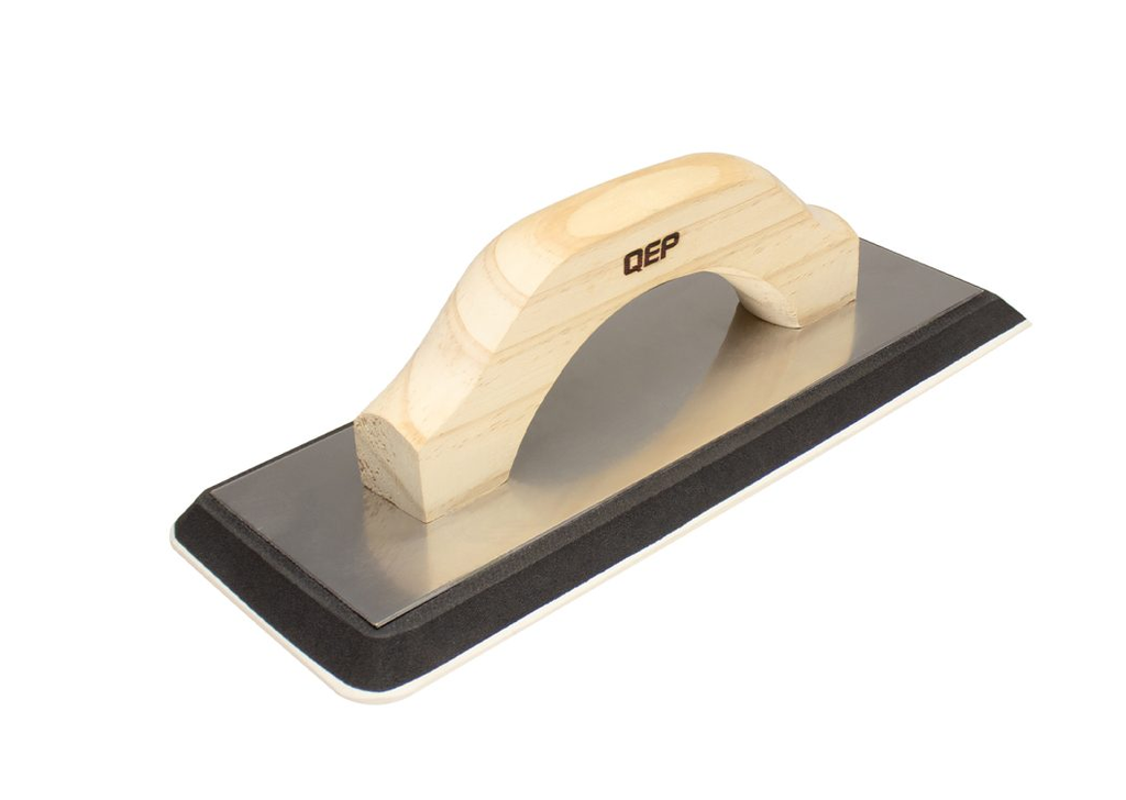 Rubber grout float, wooden handle