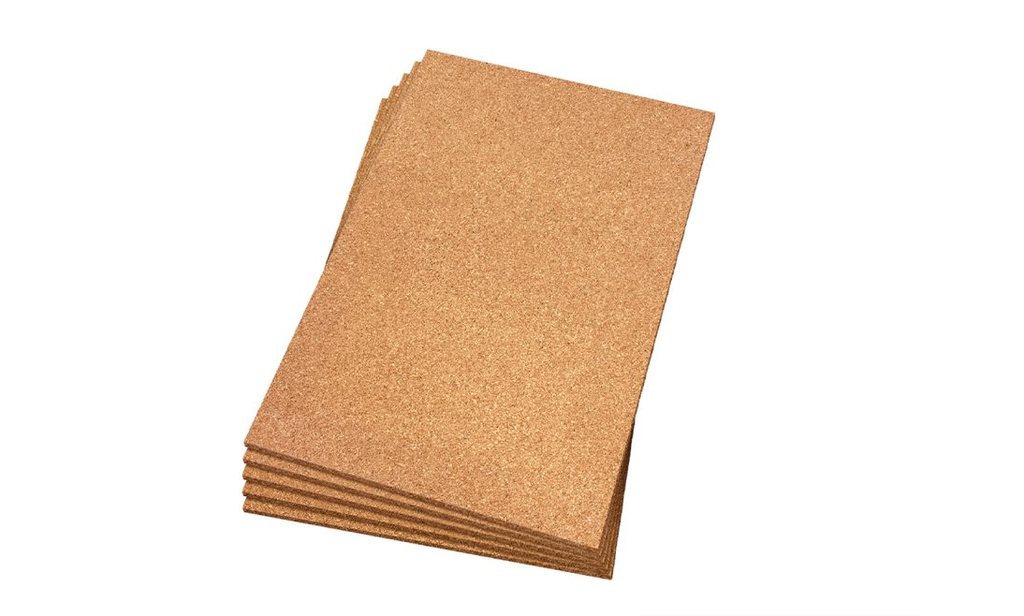 6mm (1/4") Natural Cork Sheets, 30 sq ft / 5 sheets of 60 x 90 cm (2' x 3') per pack