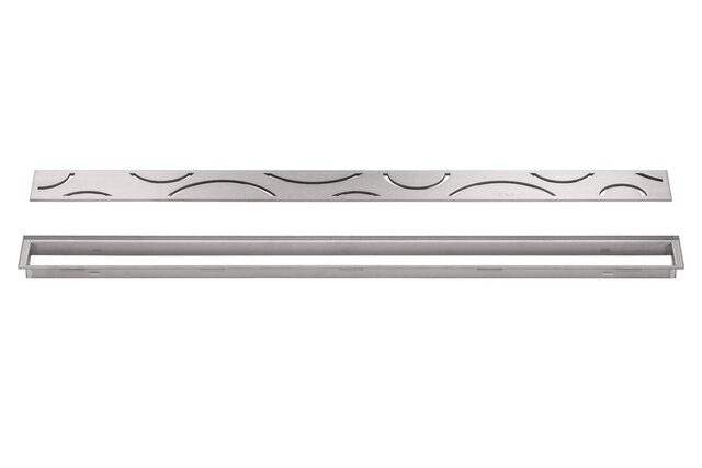 SCHLUTER-Kerdi-Line-style linear grate curve brush stainless