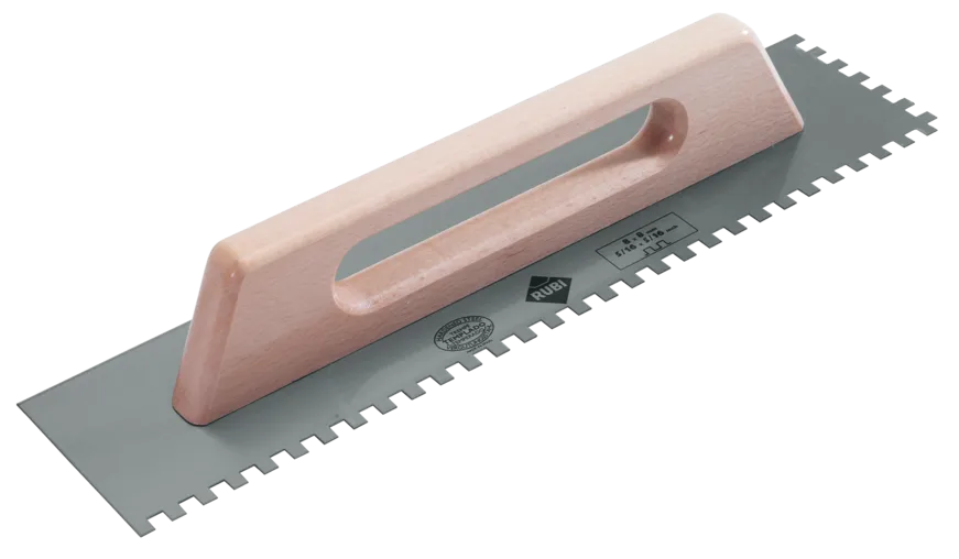 STEEL NOTCHED trowel 19” Long 1/2” x 1/2” Wooden Handle