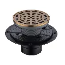 RANDOM Round Shower Drain SUS304 Stainless Steel Champagne Bronze Shower Drain 4 inch with Adjustable PVC Base Flange, Removable Cover Grid Grate 