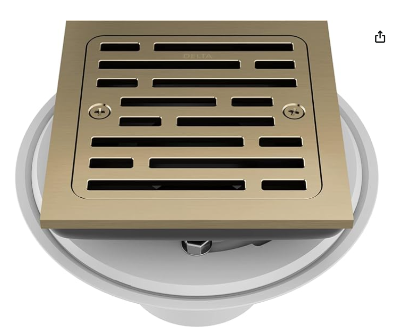 4 Inch Tile-in Champagne Bronze Shower Drain Fit for 2" PVC Pipe (Dia. 2-3/8 in) Removable SUS304 Stainless Steel Strainer Cover with Copper Layer, Champagne Gold DT062412-CZ Five Free Replacement