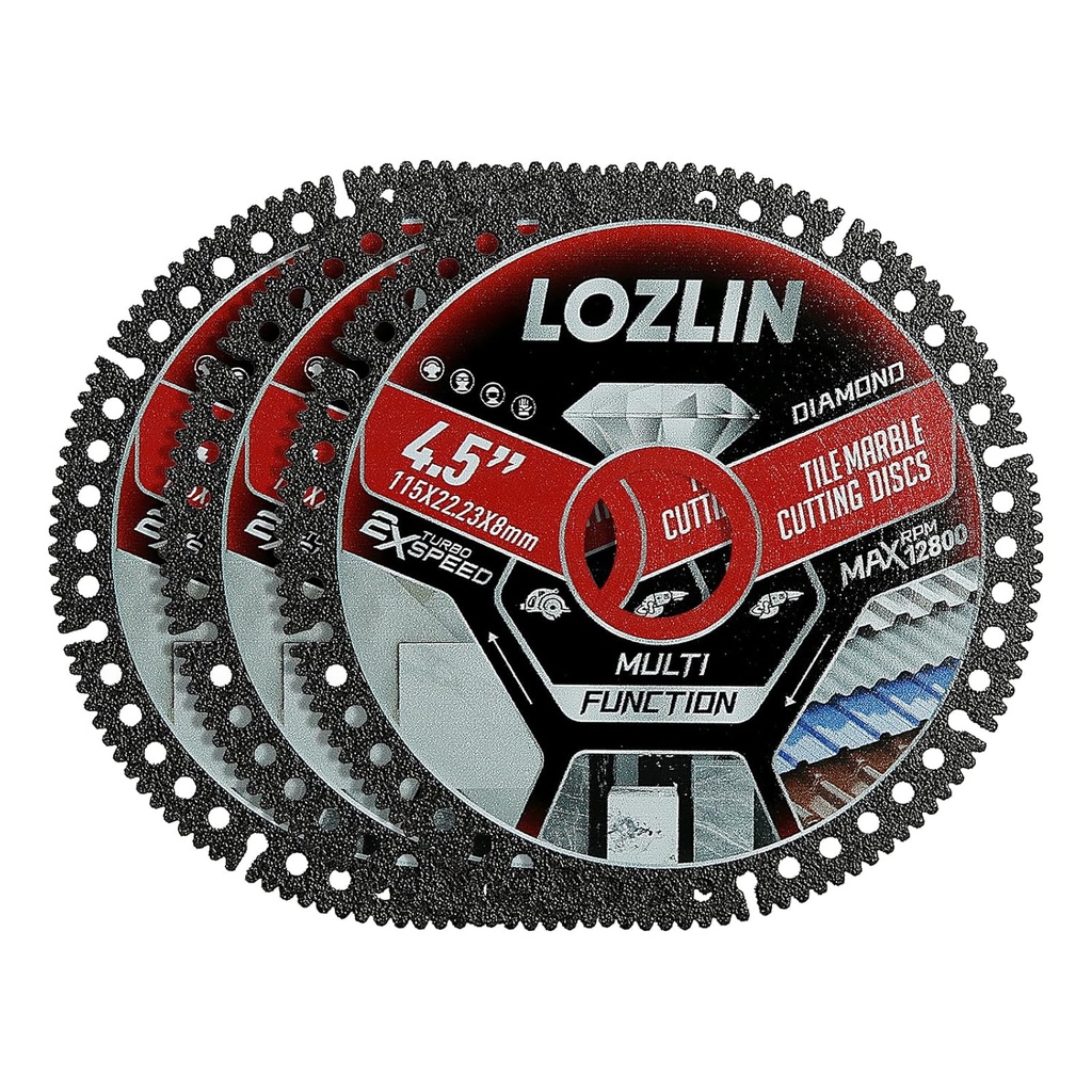 LOZLIN Diamond Blades 3PCS 4.5" Diamond Blade for Tile Cutting - No Chipping Ultra-Thin Dry Cut Blade 