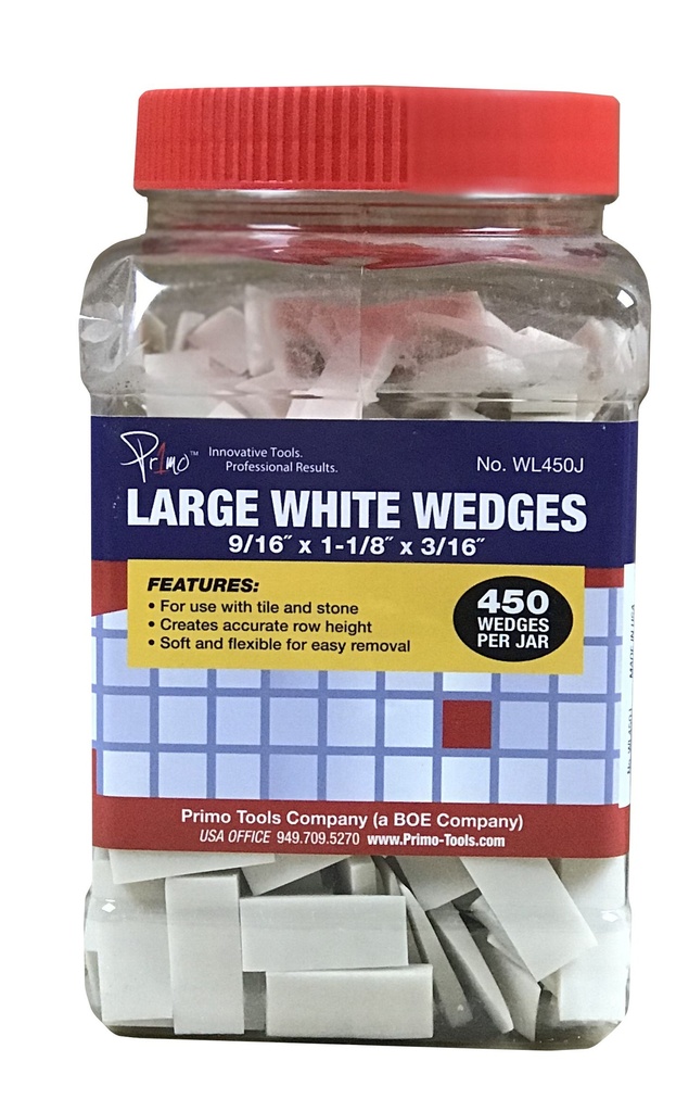 9/16" x 1-1/8" x 3/16" Large White Wedge - 450 pc jar