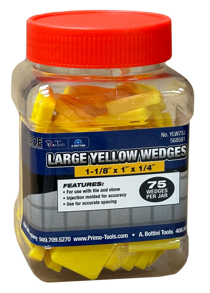 1-1/8" x 1"x1/4" Large Yellow Wedge with Finger Grip- 75 pc jar