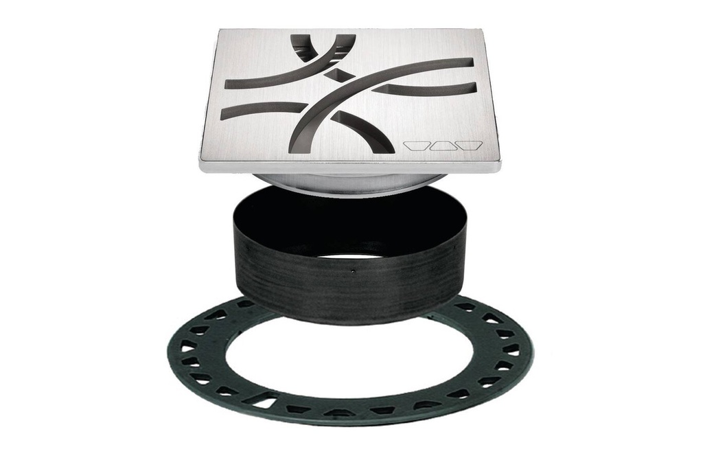 Grates-CURVE 4"X 4"  Stainless steel - For use with flanges with 2" outlet