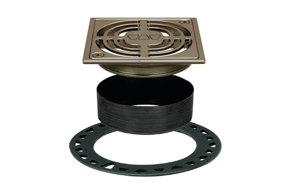 Grates -CONTOUR 4"X 4"  anodized aluminum- For use with flanges with 2" outlet