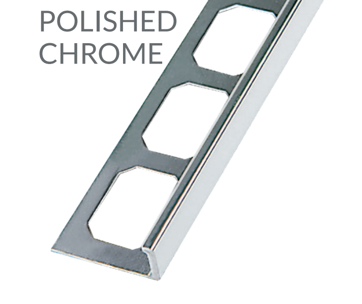 Laticrete  L-Shape Edge Profiles Made Of Anodized Aluminum- POLISHED CHROME - 8' F 