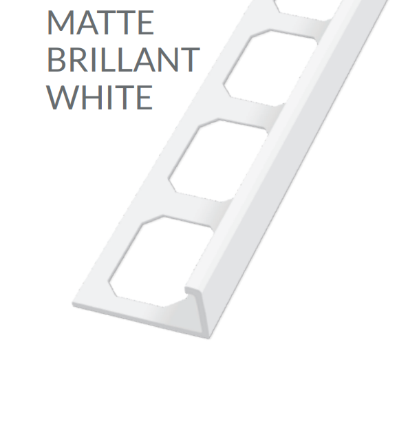 Laticrete  L-Shape Edge Profiles Made Of Texture Coated Aluminum -MATTE BRILLANT WHITE   8' FT   