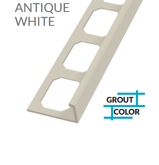 Laticrete  L-Shape Edge Profiles Made Of Texture Coated Aluminum -ANTIQUE WHITE  8' FT  