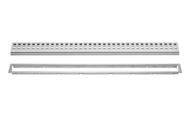 SCHLUTER-kerdi-Line-Grate Assembly- Brushed Stainless Steel- SQUARE