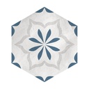 CASABLANCA 5.5 X 6 HEXAGON  FLOOR OCEAN BLUE FLOWER DECO
